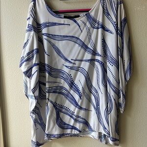 Lex Breezy Blue and White Patterned Top